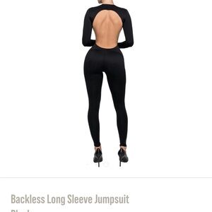 Black Backless Long Sleeve Jumpsuit